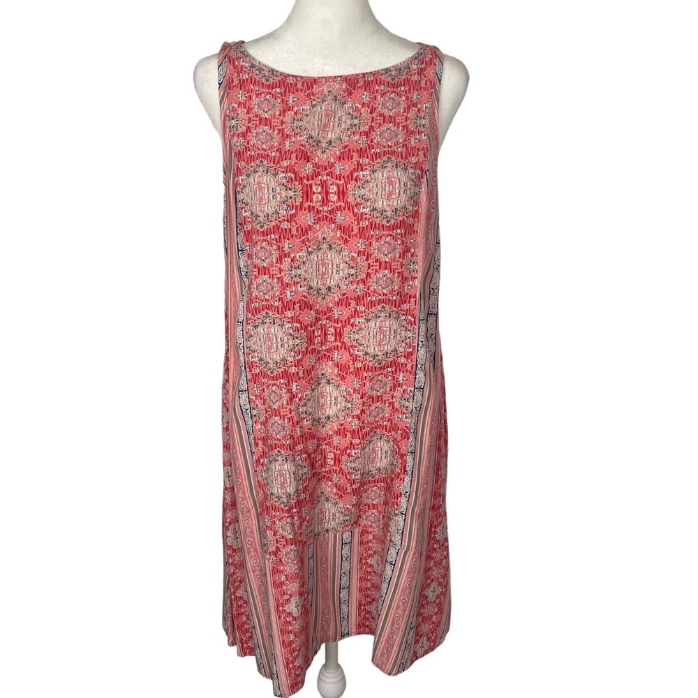 J JILL Women‎ Paisley Print Sleeveless Midi Dress Sz MP Pink Medallion Boho 64-3